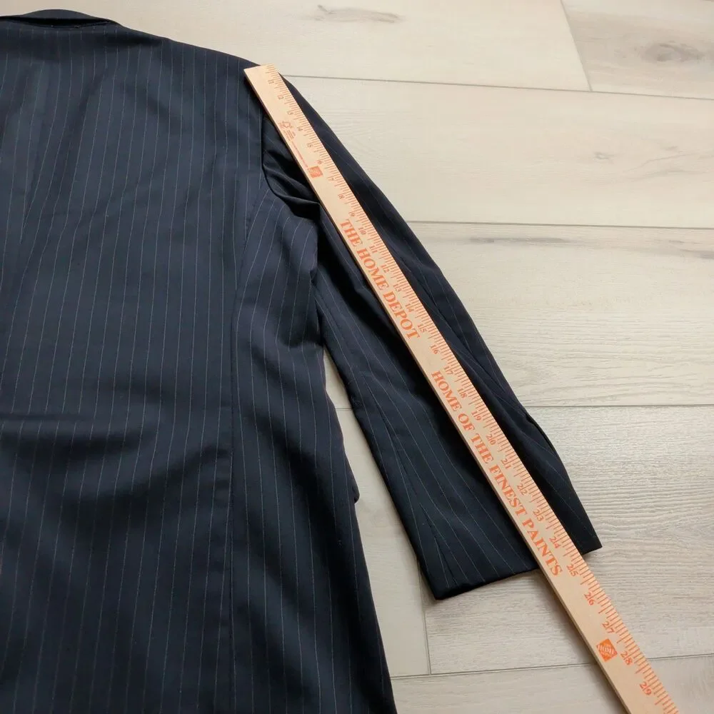 Brooks Brothers‎ Blazer Sport Coat Mens 44R 1818 Madison Black Pinstripe Wool